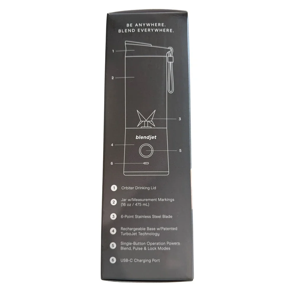 NEW BlendJet 2 The Original Portable Blender Black Orbiter USB Rechargeable Gift